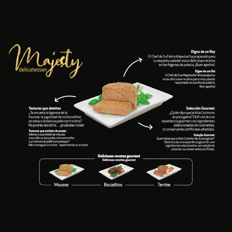 12 latas x 85 g Majesty Adult Gold Selection Mousse Carne lata para gatos - Pack, , large Imagem n&uacute;mero 4